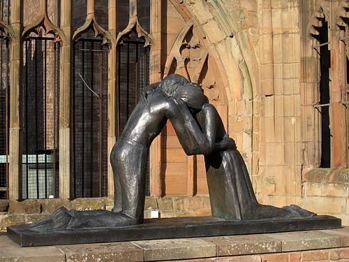 Sculpture depicting reconcilliation of former enemies